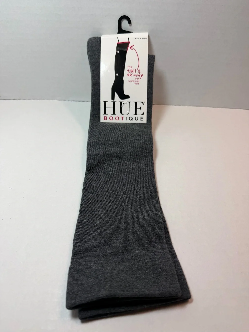 Hue Boutique Tall and Skinny with cushioned sole OTK Boot Sock Gray